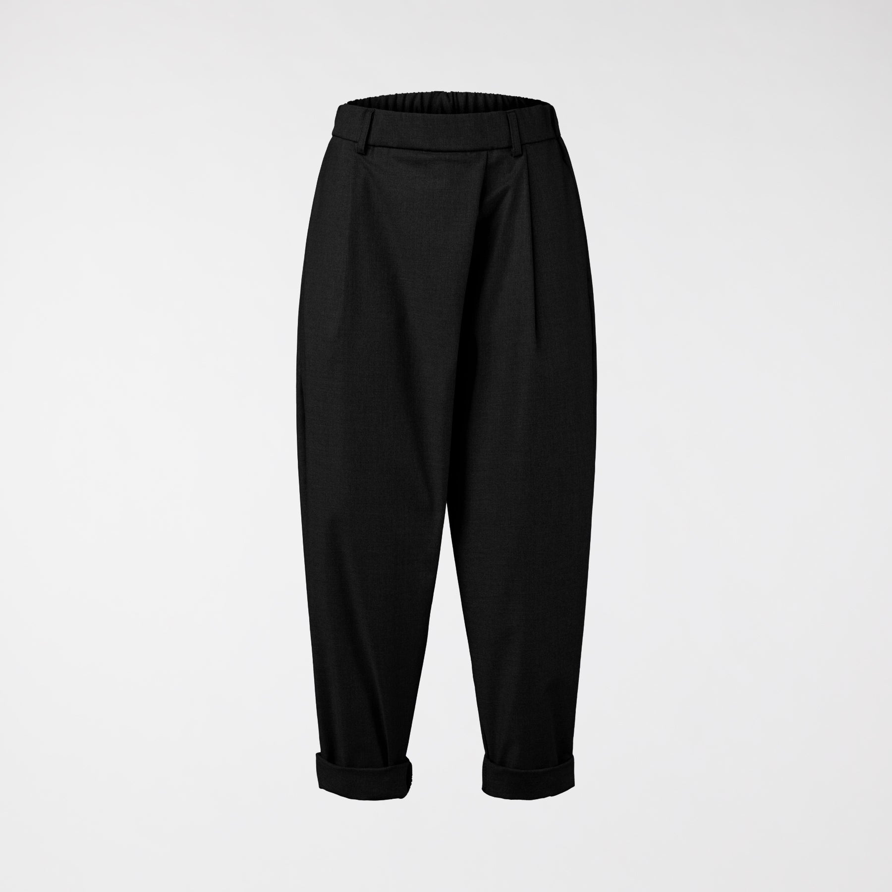 PANTALONES CON PLIEGUES EN MEZCLA DE VISCOSA NEGRO