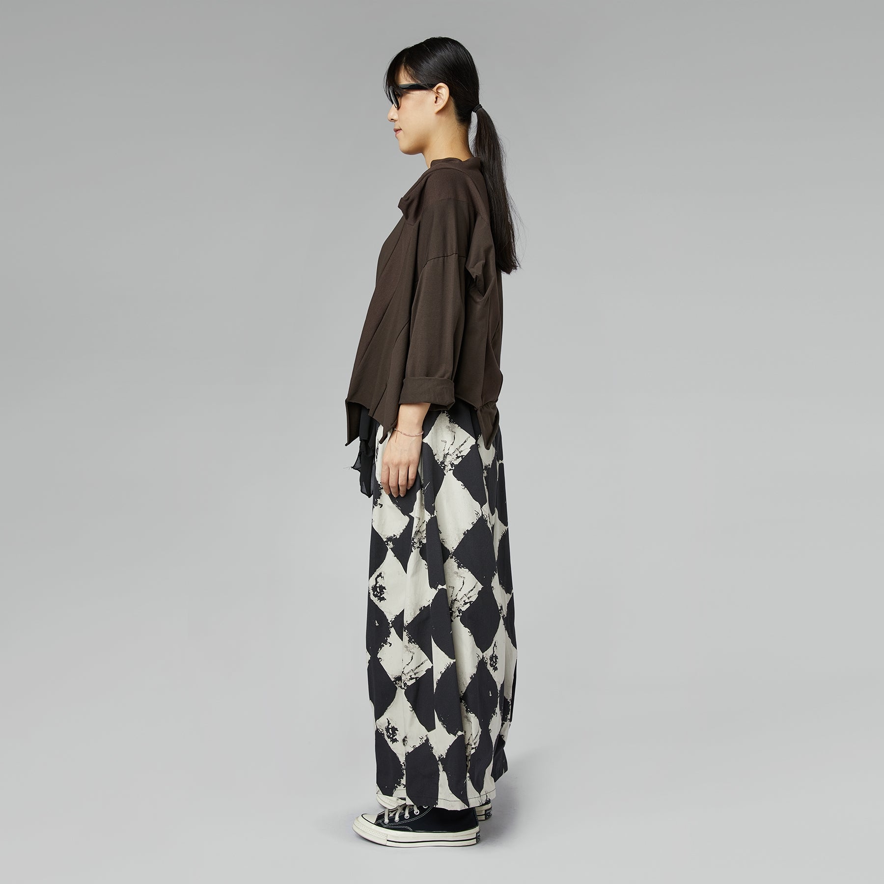 CHECKERBOARD COTTON TROUSERS