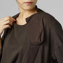 BLUZKA Z DZIANINOWYMI DETALAMI BRĄZOWA