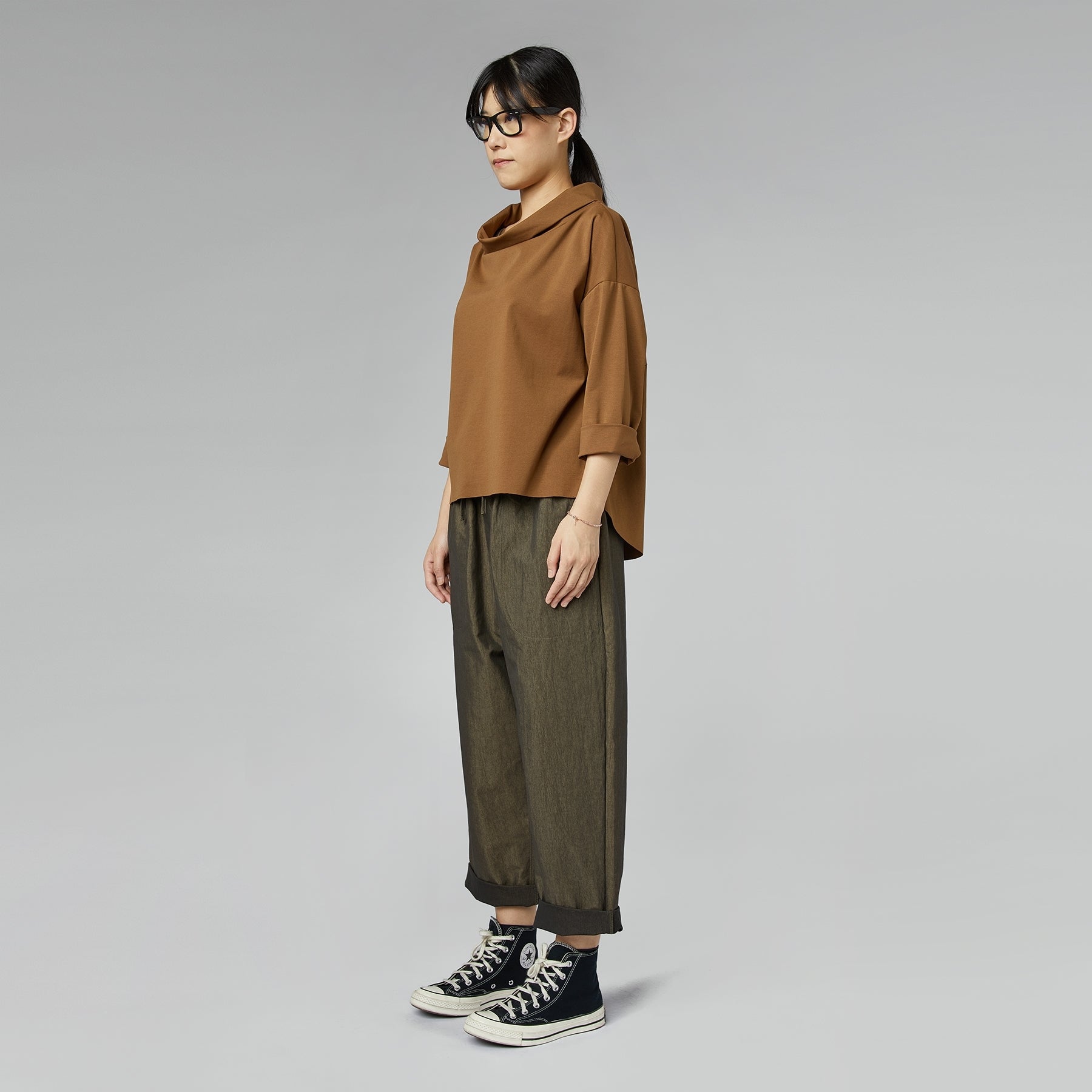 STRAIGHT TROUSERS IN COTTON BLEND BLACK