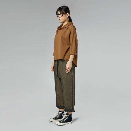 STRAIGHT TROUSERS IN COTTON BLEND BLACK