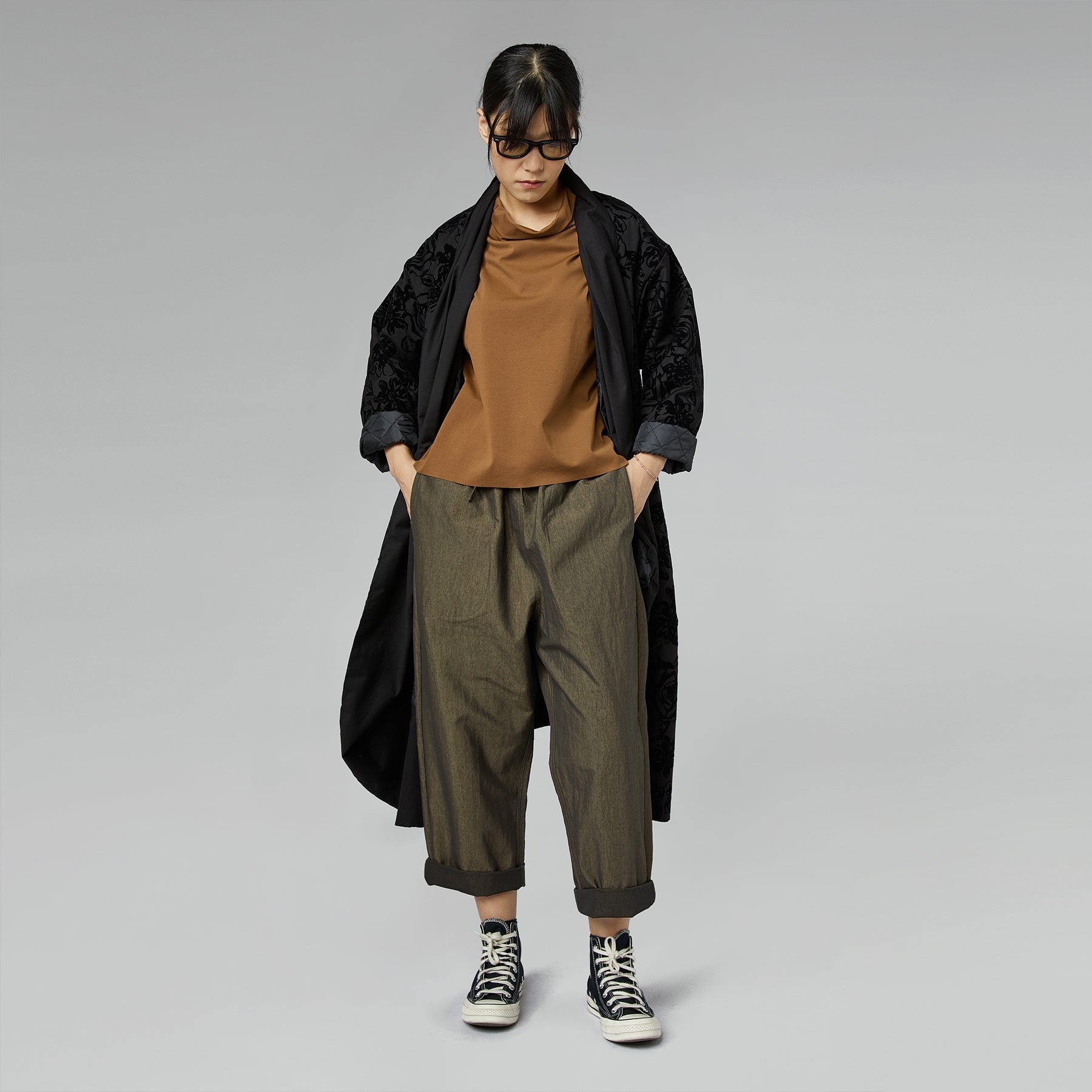 STRAIGHT TROUSERS IN COTTON BLEND BLACK