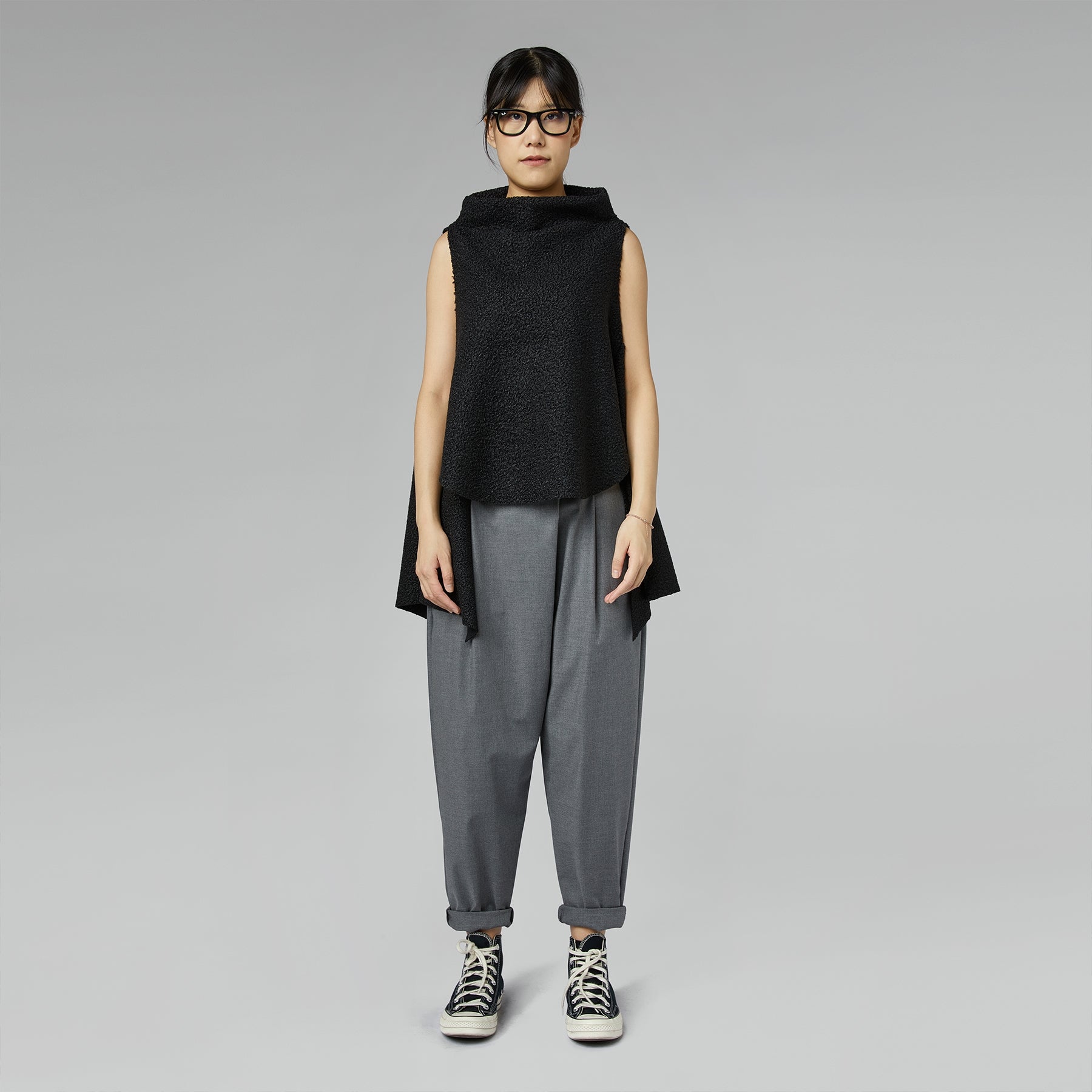 GILET BOUCLÉ ​​À COL MONTANT