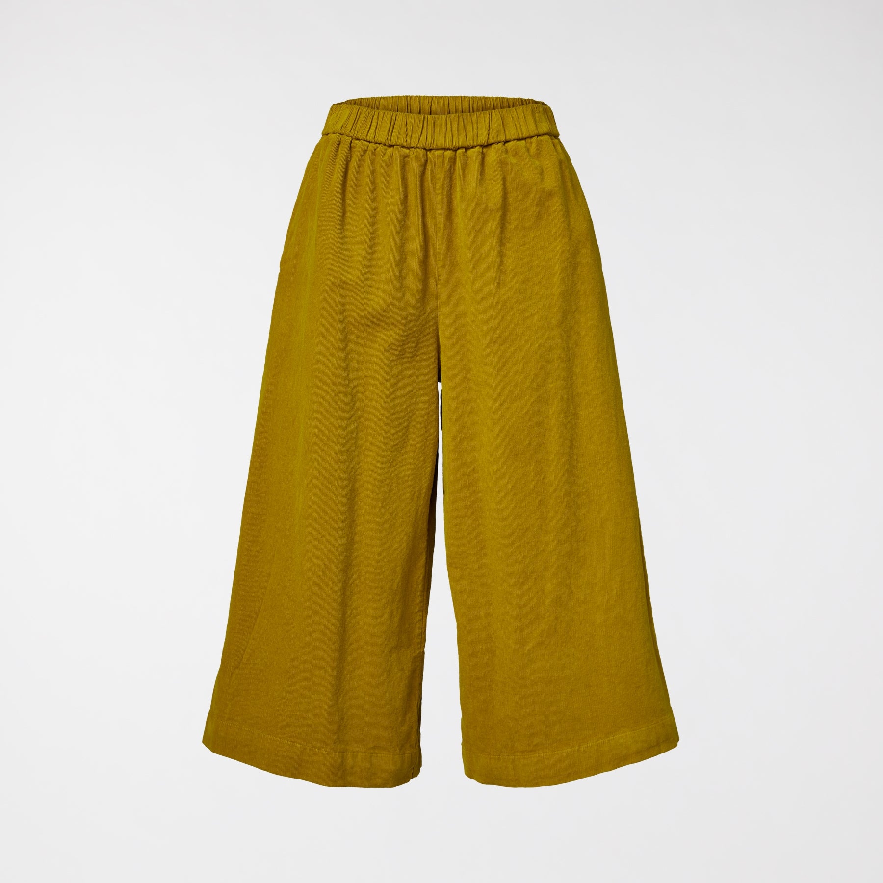 PANTALONES DE PIERNA ANCHA EN TERCIOPELO MOSTAZA