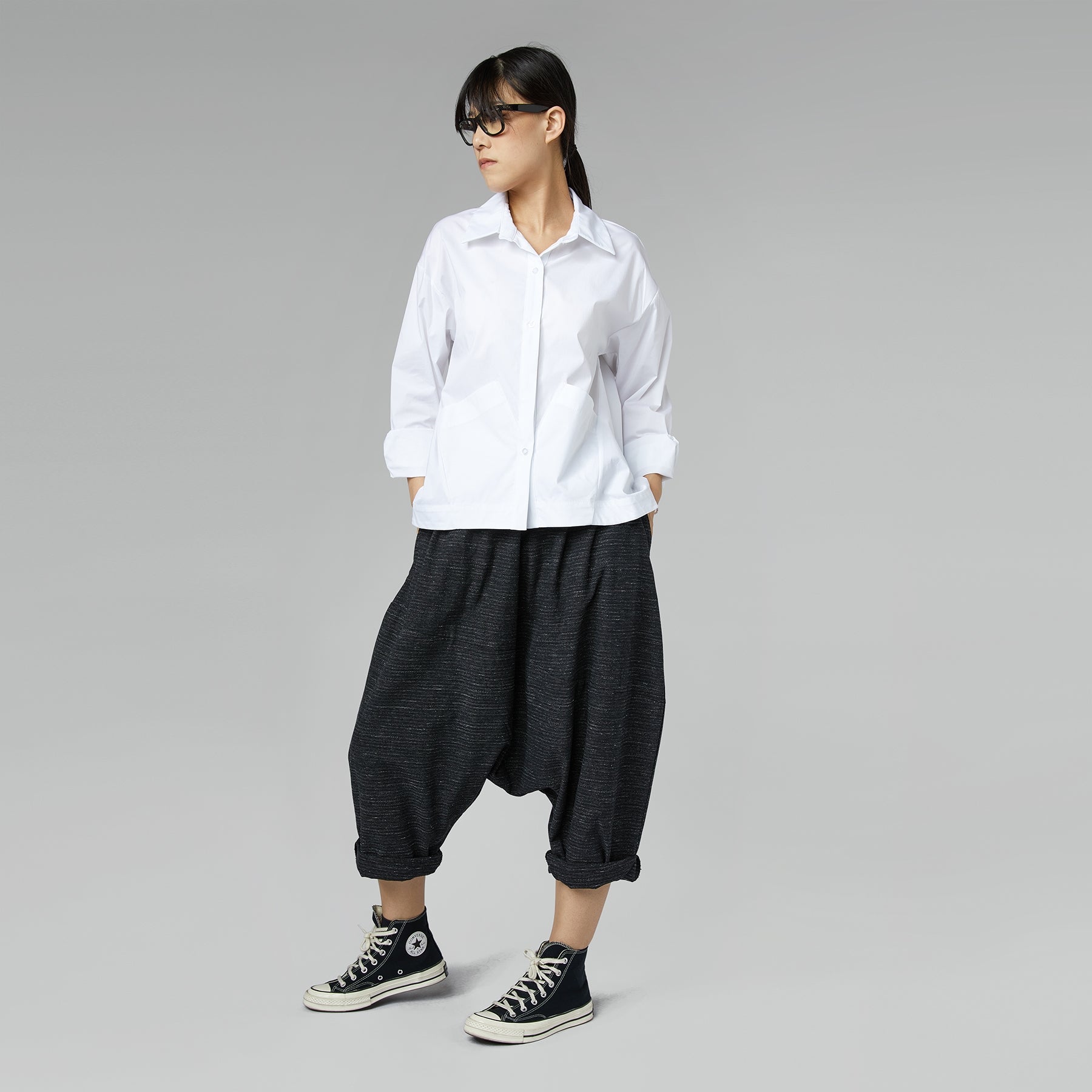 SHIRT WITH APPLIED POCKETS WHITE