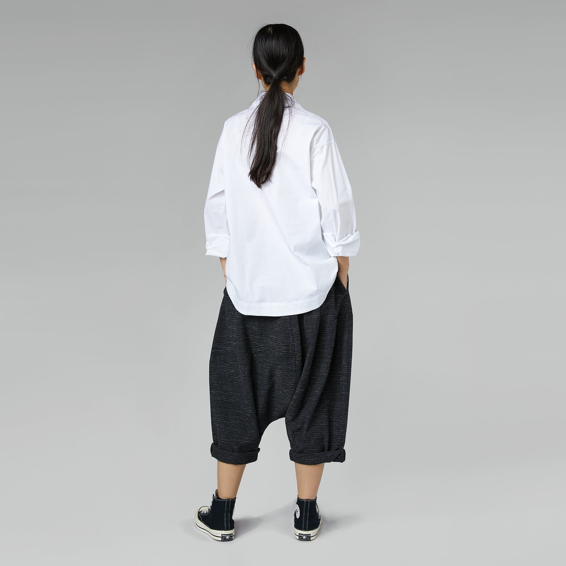 SHIRT WITH APPLIED POCKETS BLACK