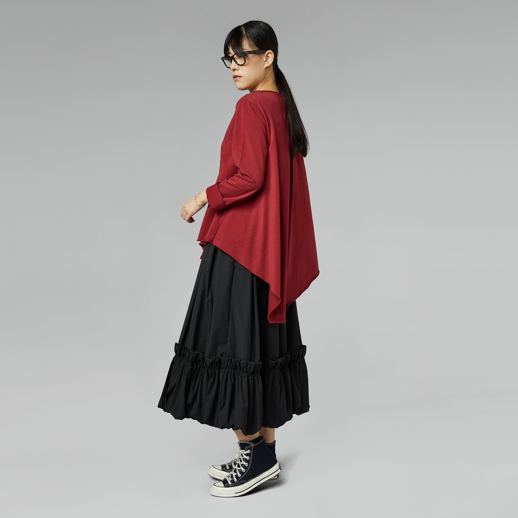 SKIRT WITH ROUCHE HEM