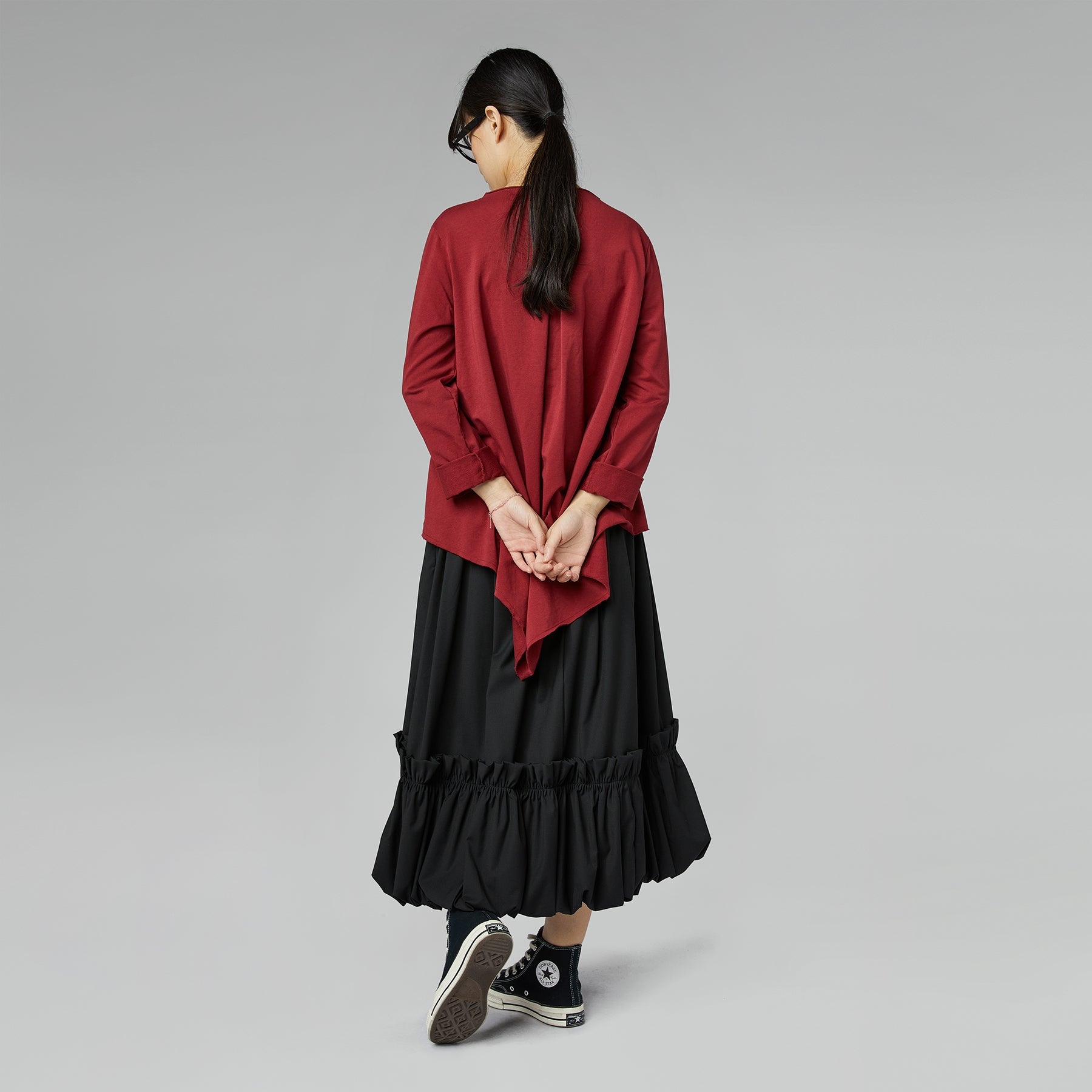 SKIRT WITH ROUCHE HEM