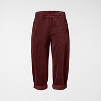 SPODNIE PROSTE Z MATERIAŁU WELUROWEGO W KOLORZE WINO