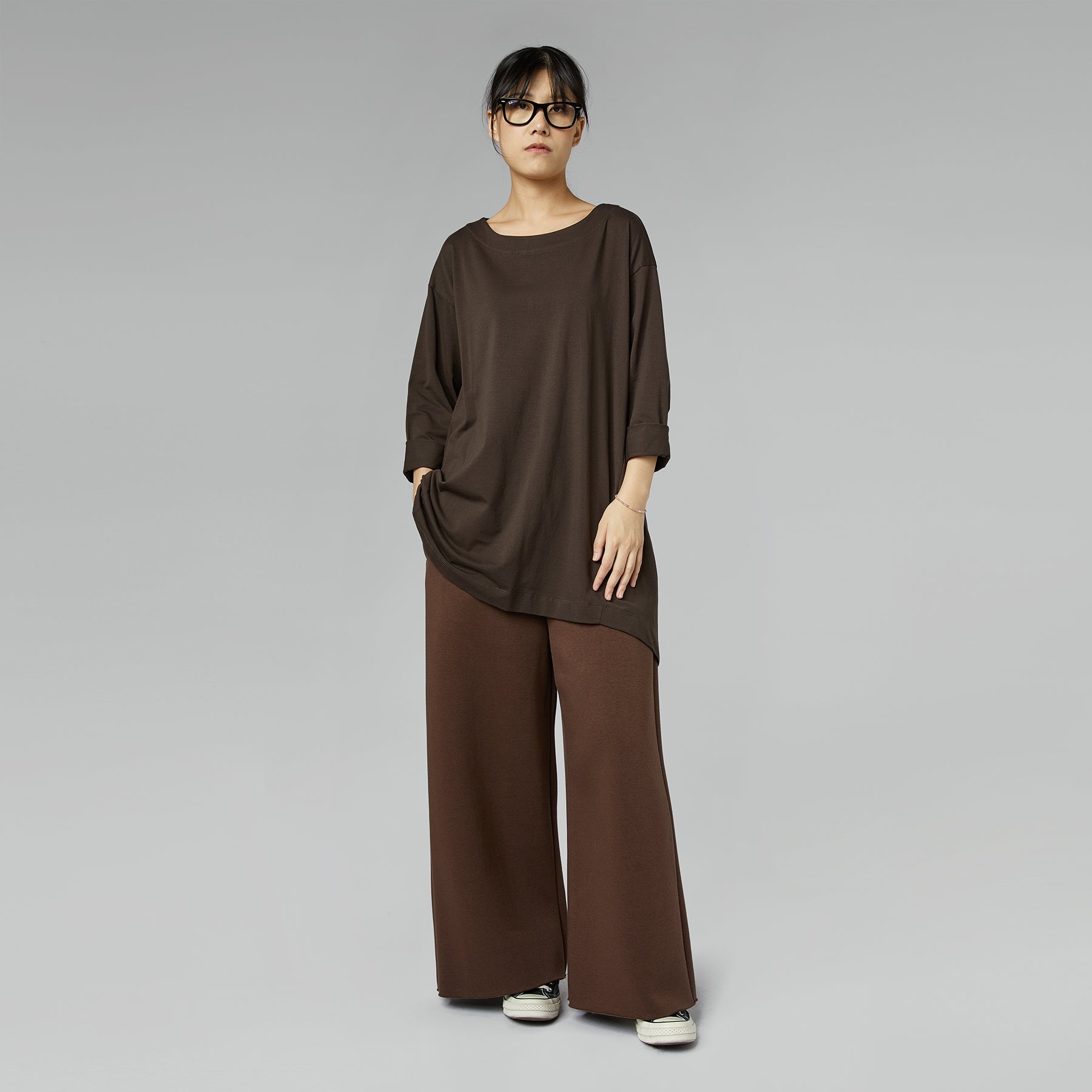 GAUZED SWEATPANTS BROWN