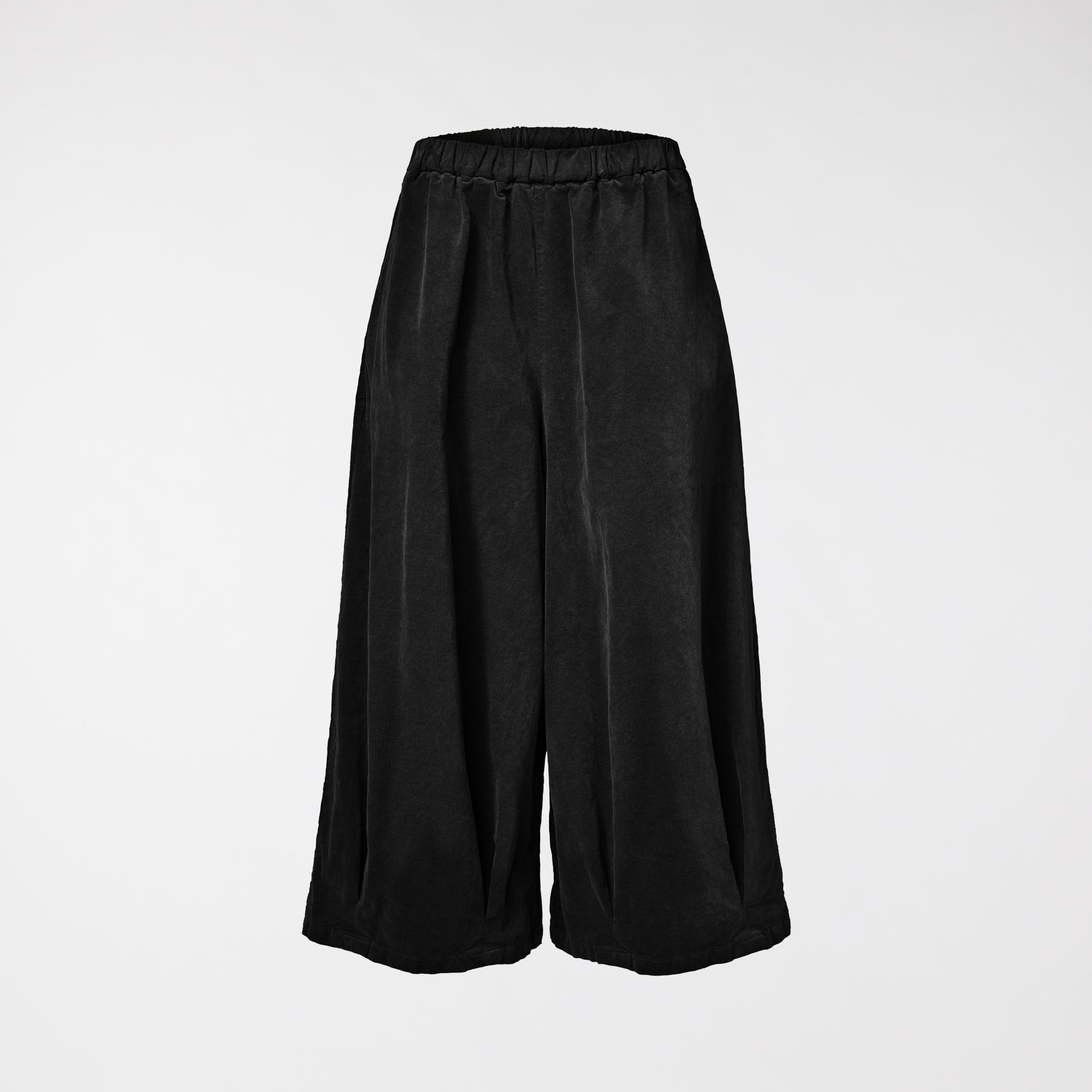 VELVET PLEATED TROUSERS BLACK