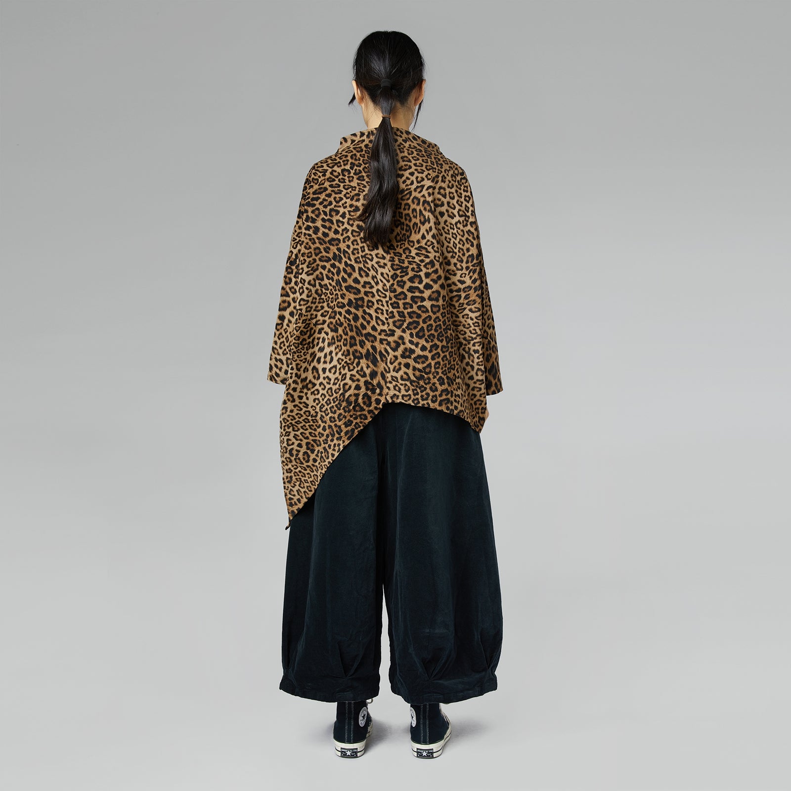 VELVET PLEATED TROUSERS MILITARY