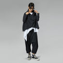 CROPPED TROUSERS WITH PLEATS BLACK