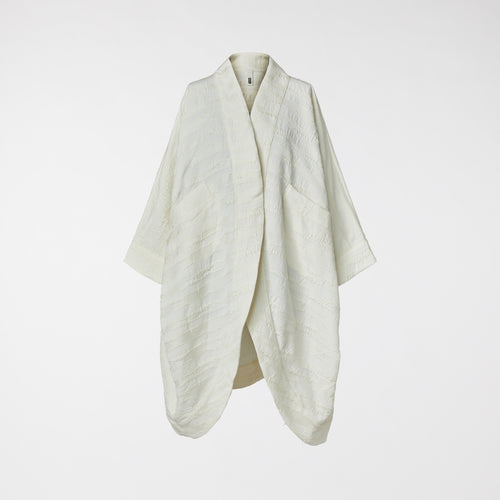 CARDIGAN/KIMONO IN ELABORATE FABRIC OFF WHITE