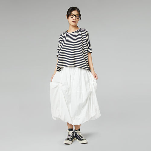 WIDE STRIPED FLEECE T-SHIRT