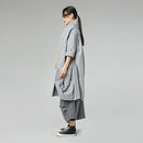 CARDIGAN IN TAFFETA EFFECT FABRIC GRAY