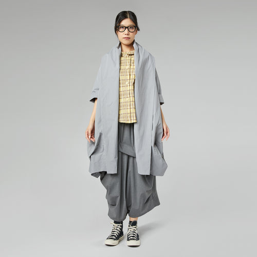 CARDIGAN IN TAFFETA EFFECT FABRIC GRAY