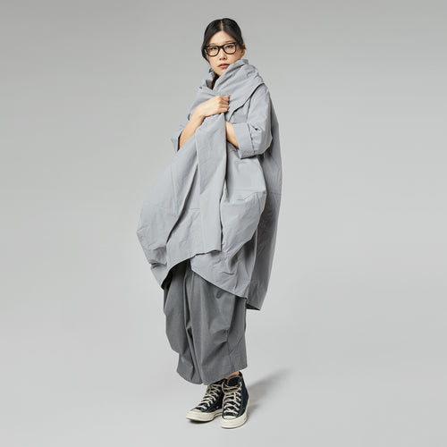 CARDIGAN IN TAFFETA EFFECT FABRIC GRAY