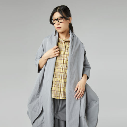 CARDIGAN IN TAFFETA EFFECT FABRIC GRAY