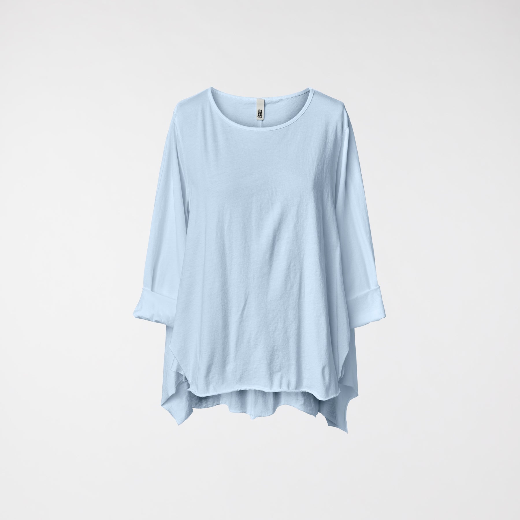 COTTON T-SHIRT WITH SIDE SLITS SKY BLUE