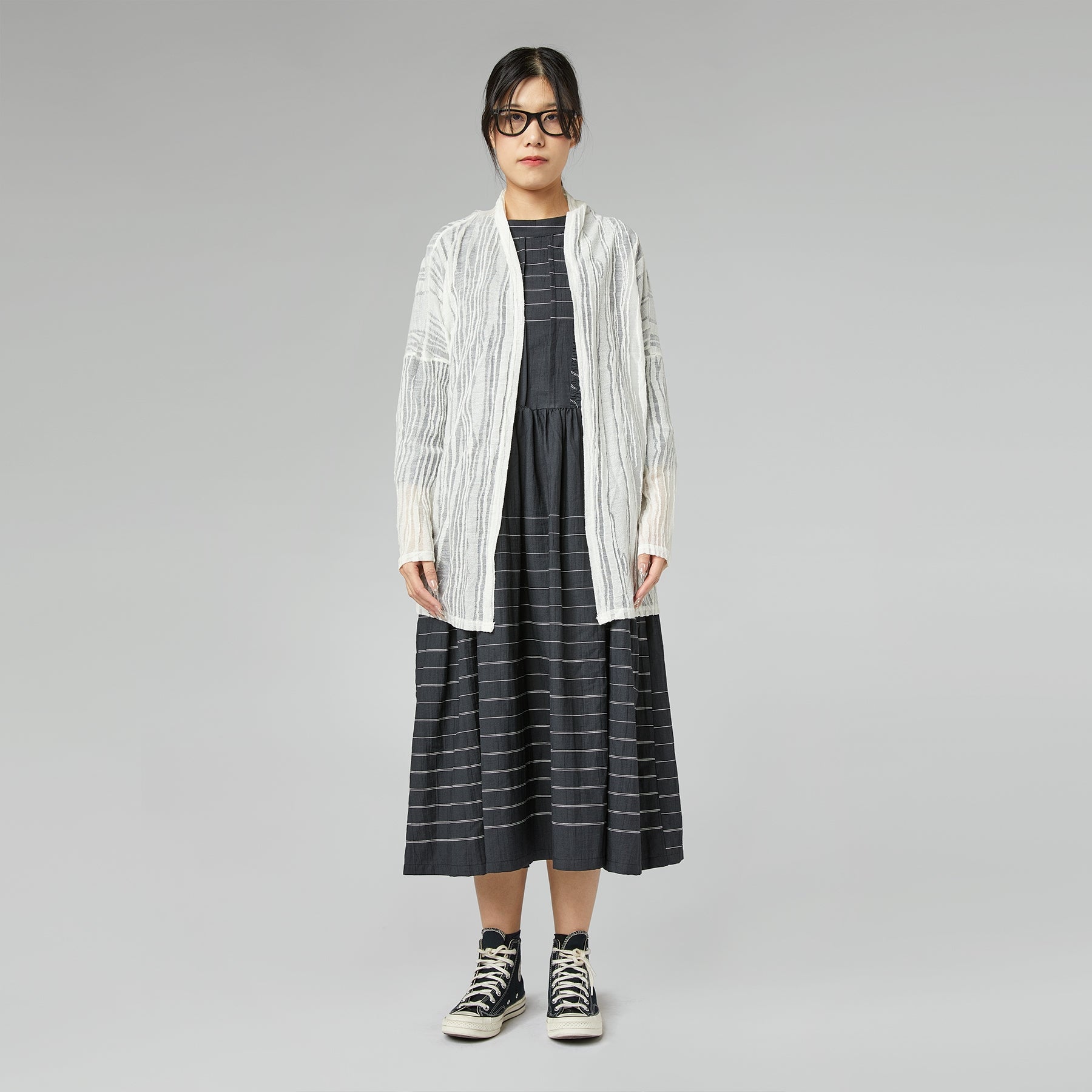 CARDIGAN A RIGHE BIANCO