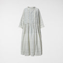 STRIPED DRESS WITH ROUCHE WHITE