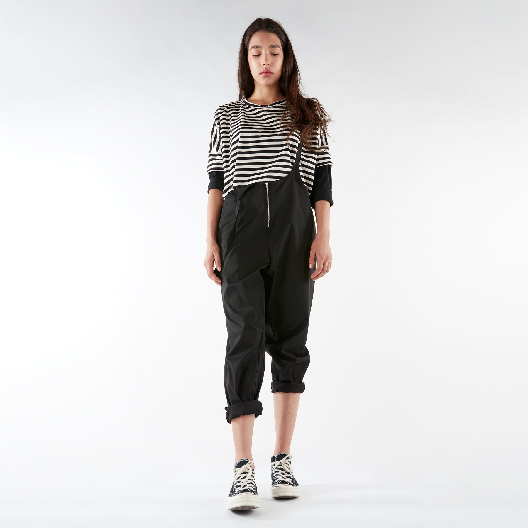 WIDE STRIPED FLEECE T-SHIRT