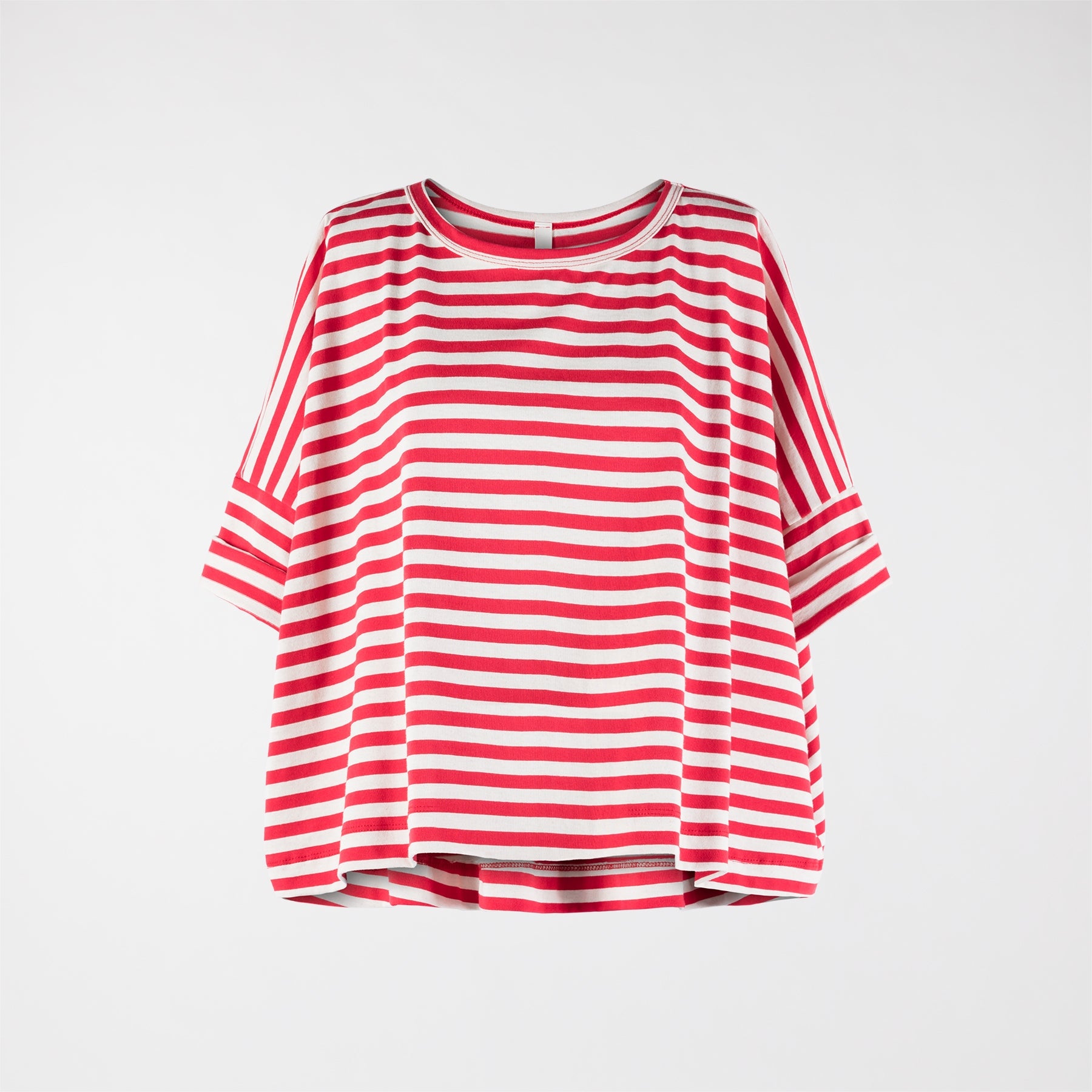 WIDE STRIPED FLEECE T-SHIRT
