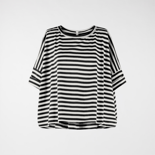 WIDE STRIPED FLEECE T-SHIRT