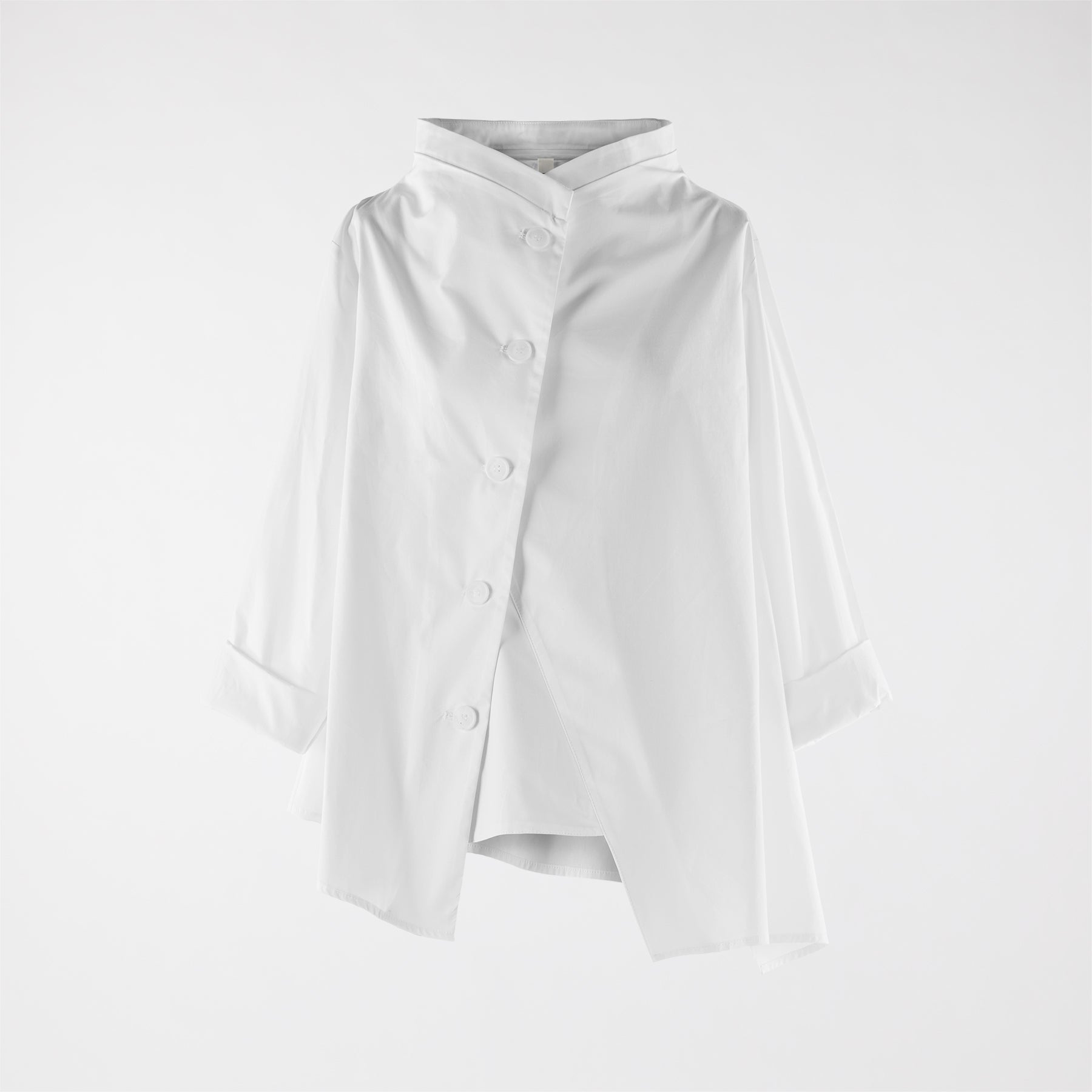 VESTE/CHEMISE EN COTON À BOUTONNAGE ASYMÉTRIQUE